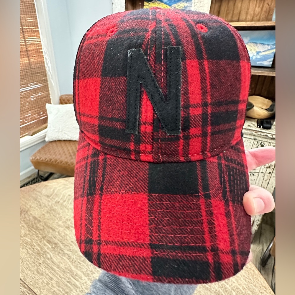 Nebraska Huskers Legacy Red Black Plaid Trucker Snap Black Hat Cap